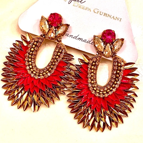 Deepa Gurnani Jewelry - NWT Deepa Gurnani Crystal Lotus Petal Chandeliers